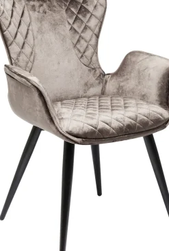 KARE24.se Karmstol Dream - Stol i Brun Sammet/Svarta Ben med Armstöd - KARE Design Online