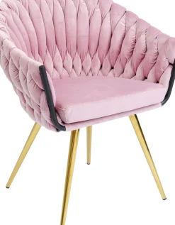 KARE24.se Karmstol Knot - Stol i Puderrosa Sammet, med Armstöd - KARE Design Online