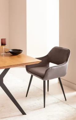 KARE24.se Karmstol San Fransisco - Stol med Armstöd - Grå Sammet/Svart - KARE Design Outlet