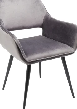 KARE24.se Karmstol San Fransisco - Stol med Armstöd - Grå Sammet/Svart - KARE Design Outlet