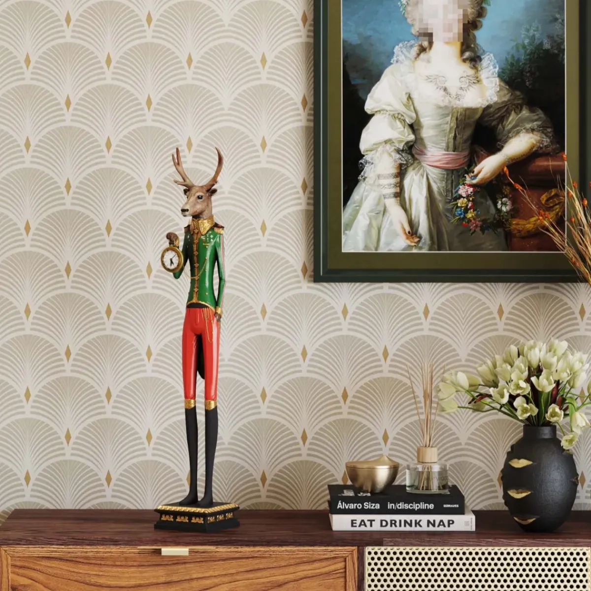 KARE24.se Klocka Gentleman Deer - Bordsklocka Hjort, 72cm - KARE Design Clearance