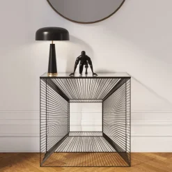 KARE24.se Konsolbord Dimension - Svart/Glas, 80,5x80,5cm - KARE Design Sale
