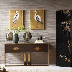 KARE24.se Konsolbord Osaka - Mörkt Trä/Borstad Mässing - KARE Design Discount