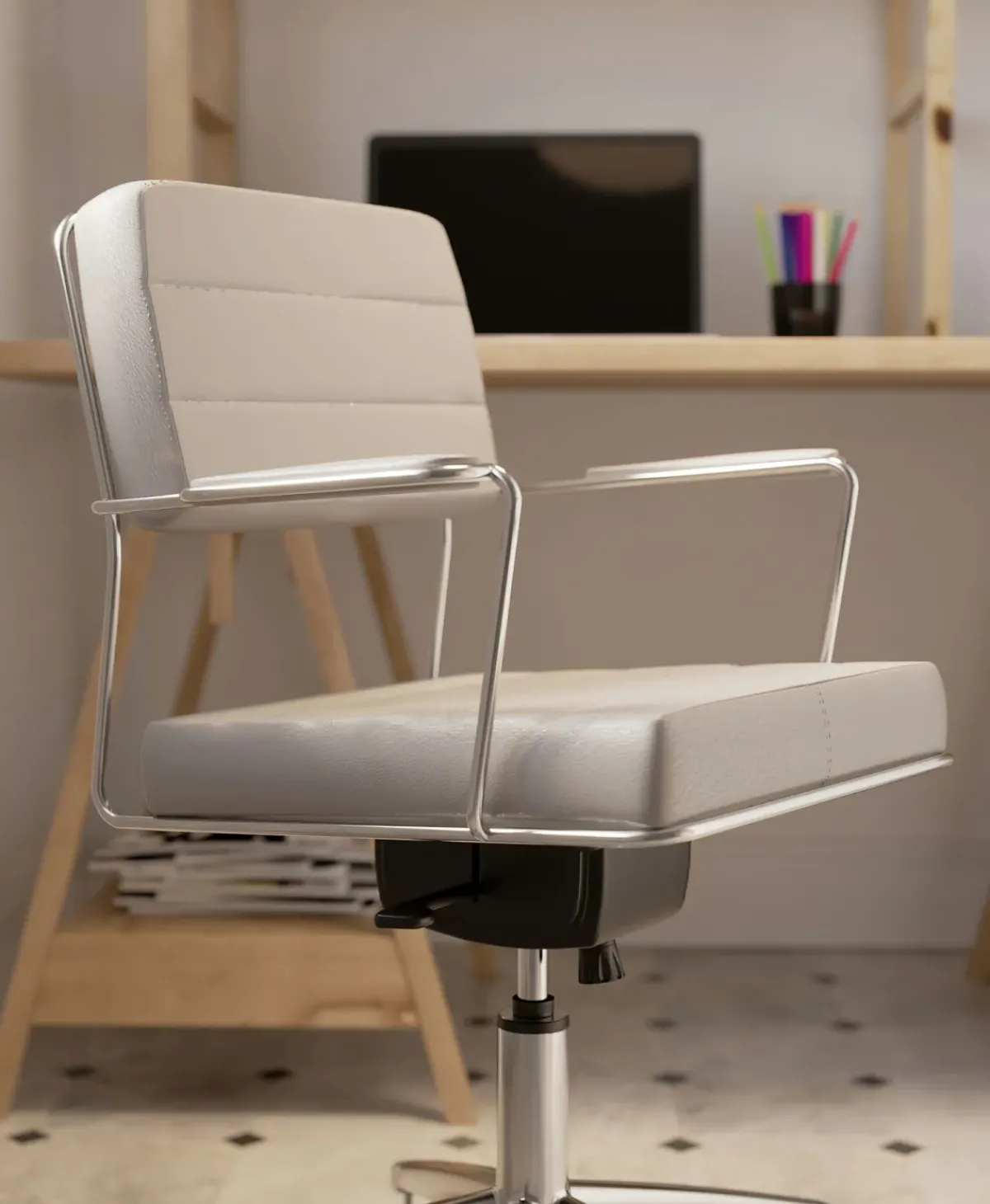 KARE24.se Kontorsstol Dottore - På Hjul Grå Konstläder/Krom - KARE Design Online