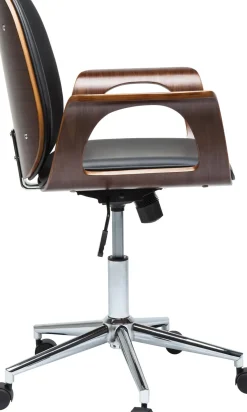 KARE24.se Kontorsstol Patron Walnut - Snurrstol på Hjul, Svart/Valnöt - KARE Design Clearance