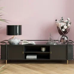 KARE24.se Lågskåp - Tv-bänk Fence - Svart, 160x48cm - KARE Design New