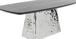 KARE24.se Matbord Caldera - Svart askfanér/Rostfritt Stål, 220x110cm - KARE Design Clearance