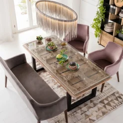 KARE24.se Matbord Kalif - Massivt Trä/Glas, 200x90cm - KARE Design Sale