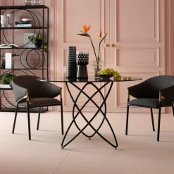 KARE24.se Matbord Molekular Rund - Tonat Glas/Svart Ø120cm - KARE Design Online