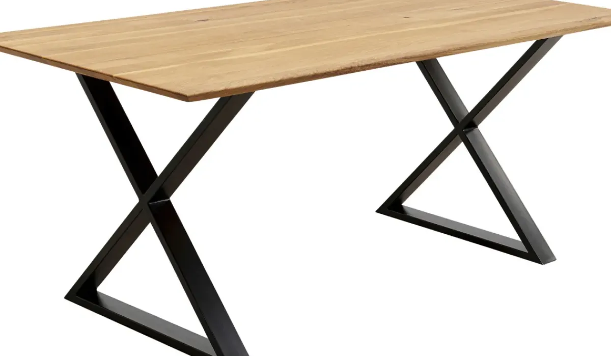 KARE24.se Matbord Symphony, 200x100cm - Massiv Ek/Svart Kryssben - KARE Design New