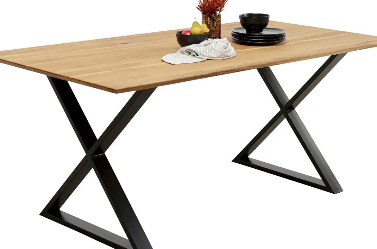 KARE24.se Matbord Symphony, 200x100cm - Massiv Ek/Svart Kryssben - KARE Design New