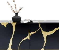 KARE24.se Sideboard Cracked - Svart/Guld, 4 Dörrar, 80x165cm - KARE Design Discount