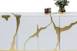KARE24.se Sideboard Cracked - Vit/Guld, 4 Dörrar, 80x165cm - KARE Design Clearance