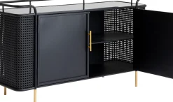 KARE24.se Sideboard Fence - Svart, Glas, Guld, 120x70cm - KARE Design