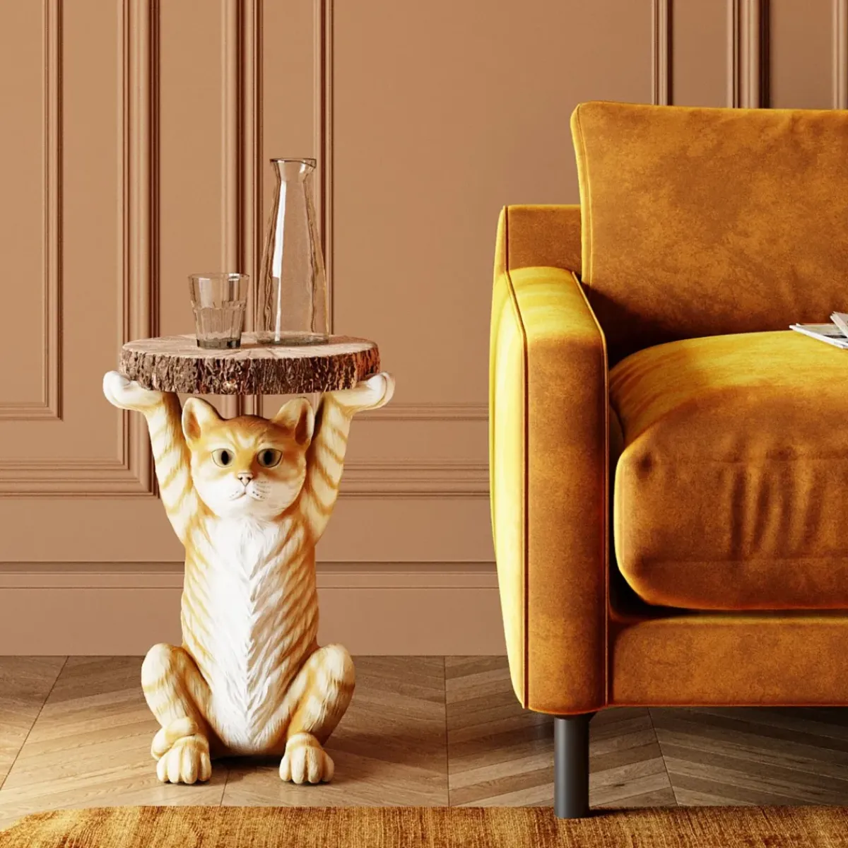 KARE24.se Sidobord Animal Miss Cat - Litet Bord med Katt, Ø33cm - KARE Design New