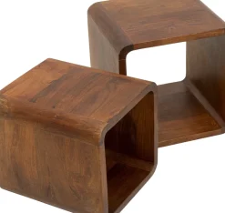 KARE24.se Sidobord Authentico Cube - Set med 2 Bord i Massivt Trä, 42x42cm - KARE Design