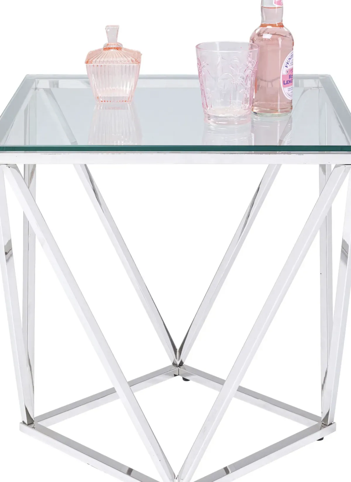 KARE24.se Sidobord Cristallo - Silver/Glas, 50x50cm - KARE Design