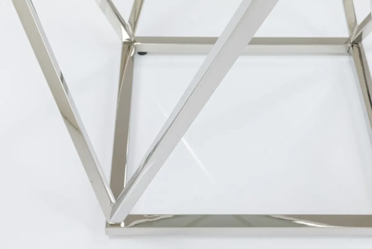 KARE24.se Sidobord Cristallo - Silver/Glas, 50x50cm - KARE Design