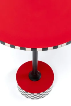KARE24.se Sidobord Domero Checkers - Röd Ø40cm - KARE Design Online