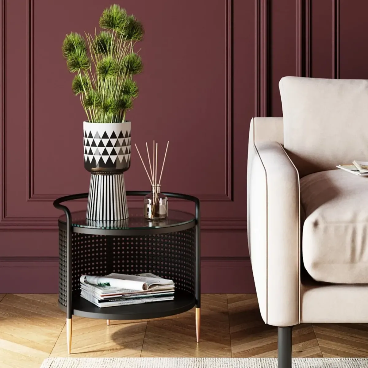 KARE24.se Sidobord Fence - Svart, Ø45cm - KARE Design Outlet
