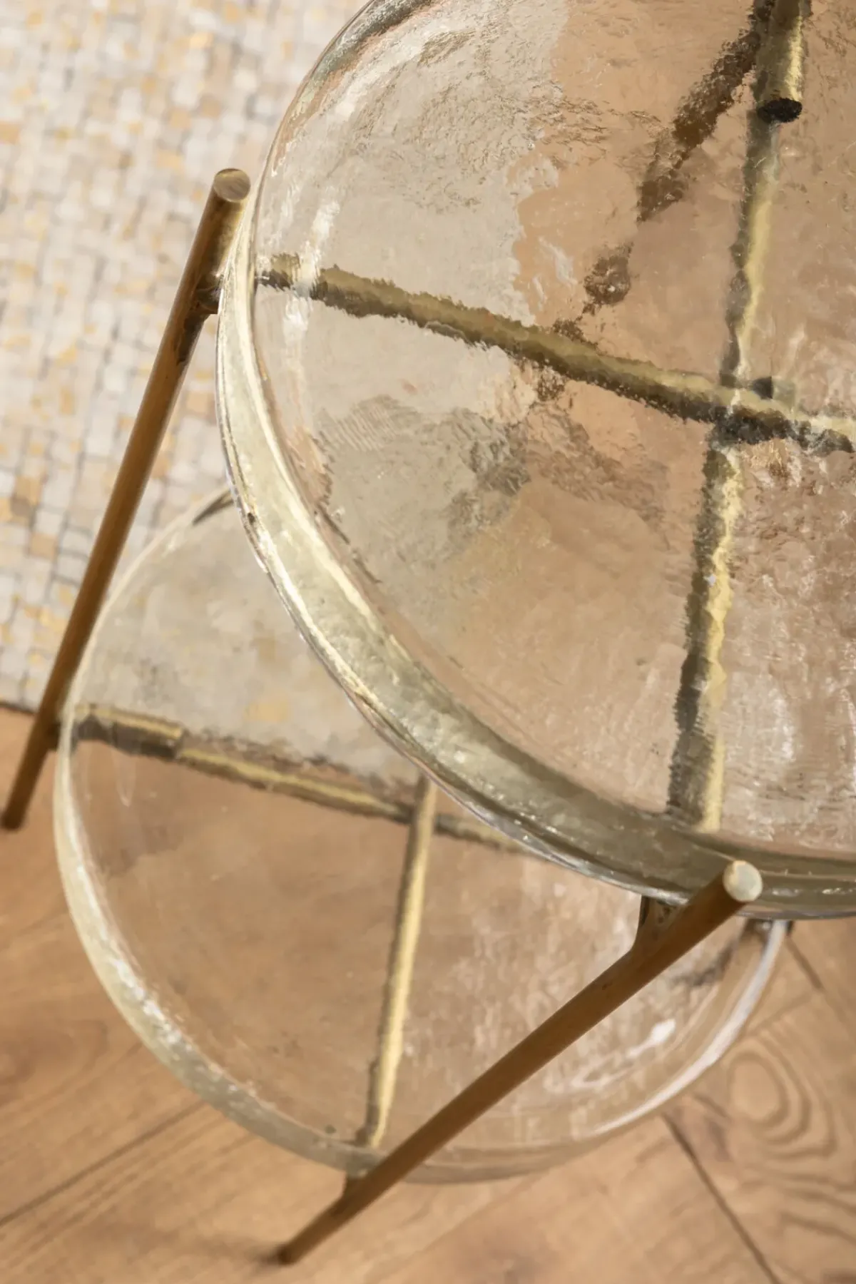 KARE24.se Sidobord Ice Dubbel - Glas/Guld Ø30 - KARE Design Online