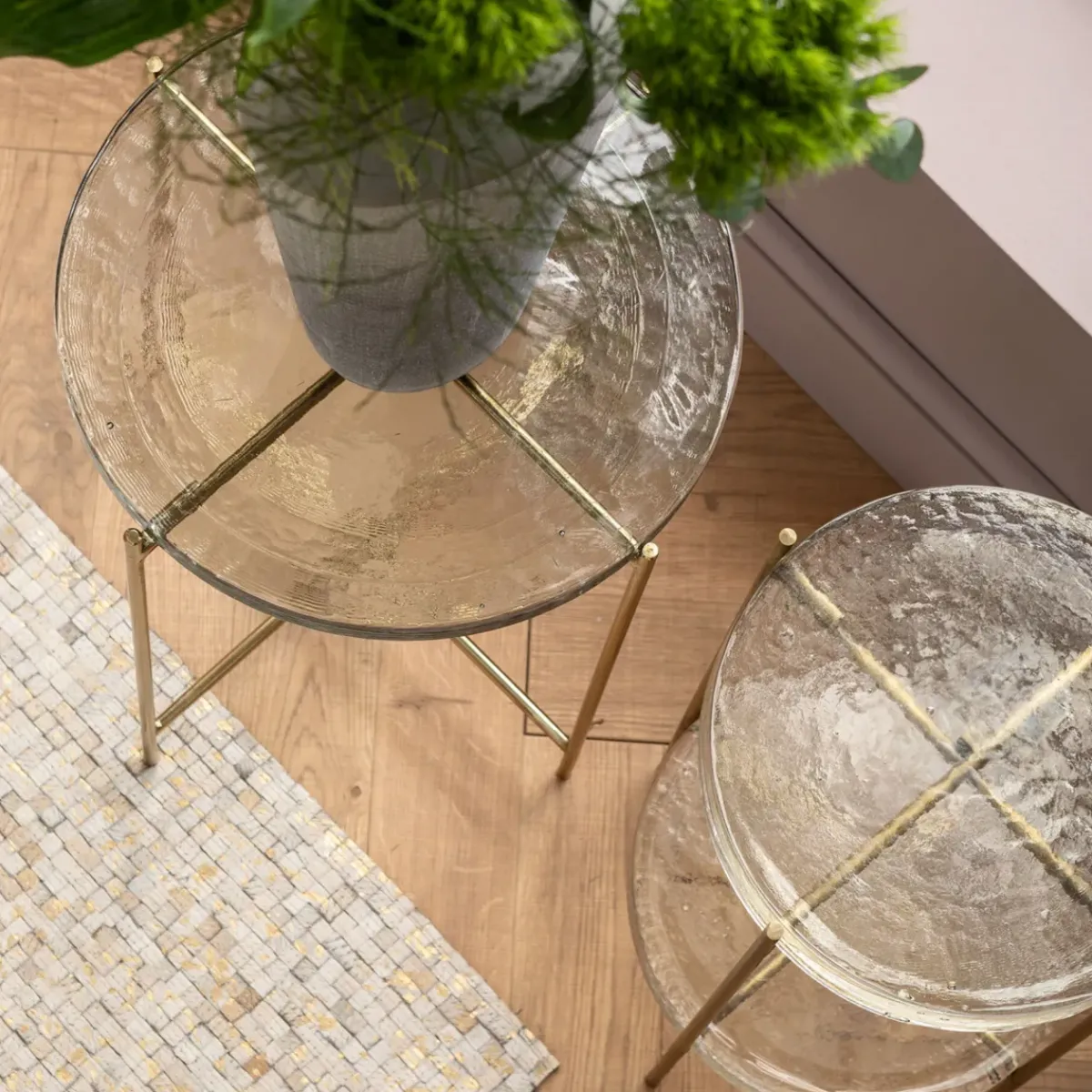 KARE24.se Sidobord Ice - Glas/Guld, Ø40 - KARE Design Online