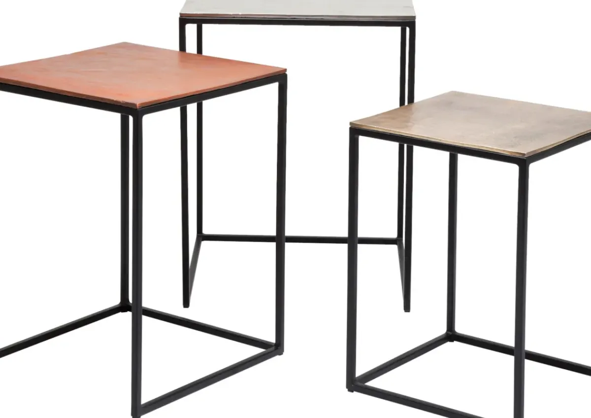 KARE24.se Sidobord Loft Square Vintage - Set med 3 bord i Svart/Rustik Metall - KARE Design