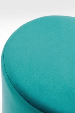 KARE24.se Sittpuff Cherry - Blågrön Sammet/Mässing, Ø35cm - KARE Design Outlet