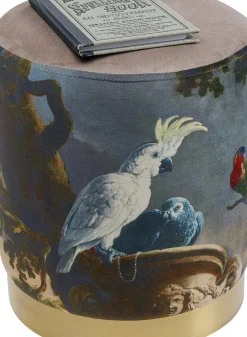 KARE24.se Sittpuff Cherry Parrot - Papegojmotiv/Mässing 32cm - KARE Design New