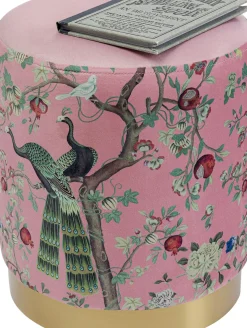 KARE24.se Sittpuff Cherry Peacock - Påfågelmotiv/Mässing 32cm - KARE Design Outlet