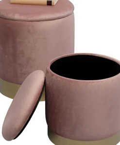 KARE24.se Sittpuff Med Förvaring Cherry - Rosa/Mässing (2/Set) - KARE Design Sale