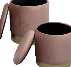 KARE24.se Sittpuff Med Förvaring Cherry - Rosa/Mässing (2/Set) - KARE Design Sale