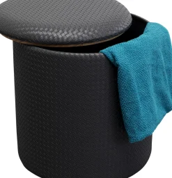 KARE24.se Sittpuff Venezia Storage - Flätad Svart, Ø40cm - KARE Design Online