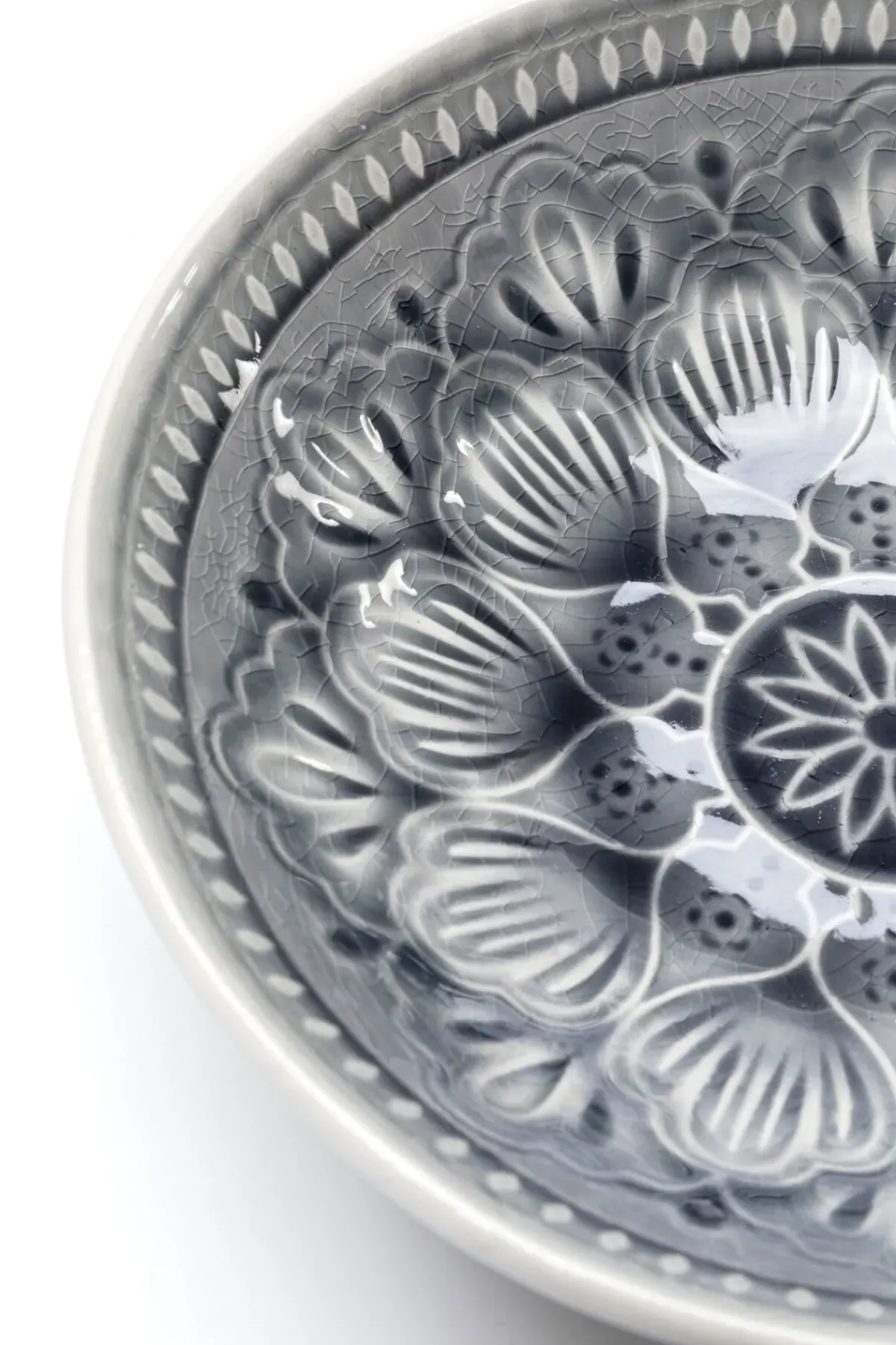 KARE24.se Skål Sicilia Mandala - Grå Keramik, Ø18cm - KARE Design New