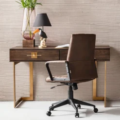 KARE24.se Skrivbord Osaka - Mörkt Trä/Borstad Mässing, 138cm - KARE Design Sale