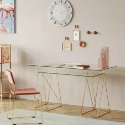 KARE24.se Skrivbord Polar - Glas/Mässing, 135cm - KARE Design