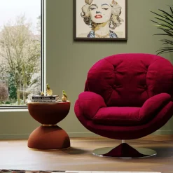 KARE24.se Snurrfåtölj Cosy - Vinröd Sammet - KARE Design Outlet