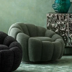 KARE24.se Snurrfåtölj Peppo Bloom - Melange Grön - KARE Design Outlet