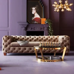 KARE24.se Soffa Desire - Beige Sammet, 3-Sits - KARE Design New