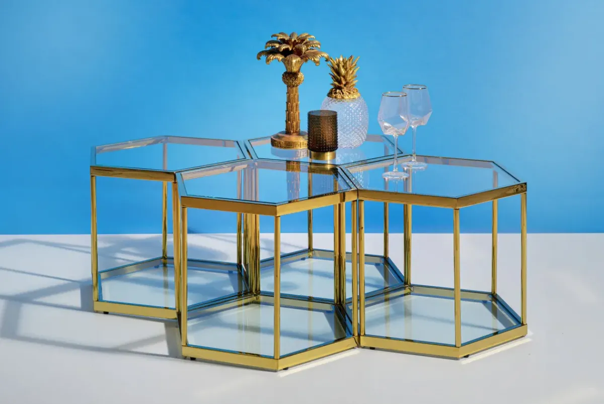 KARE24.se Soffbord Comb - Guld/Glas, 45cm - KARE Design Outlet