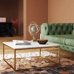 KARE24.se Soffbord Key West - Vit Marmor/Guld, 90x90cm - KARE Design Hot