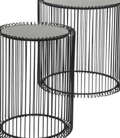 KARE24.se Soffbord Wire Rund - Set med 2 Svarta Sidobord/Svart Glas, Ø44/32,5cm - KARE Design Best