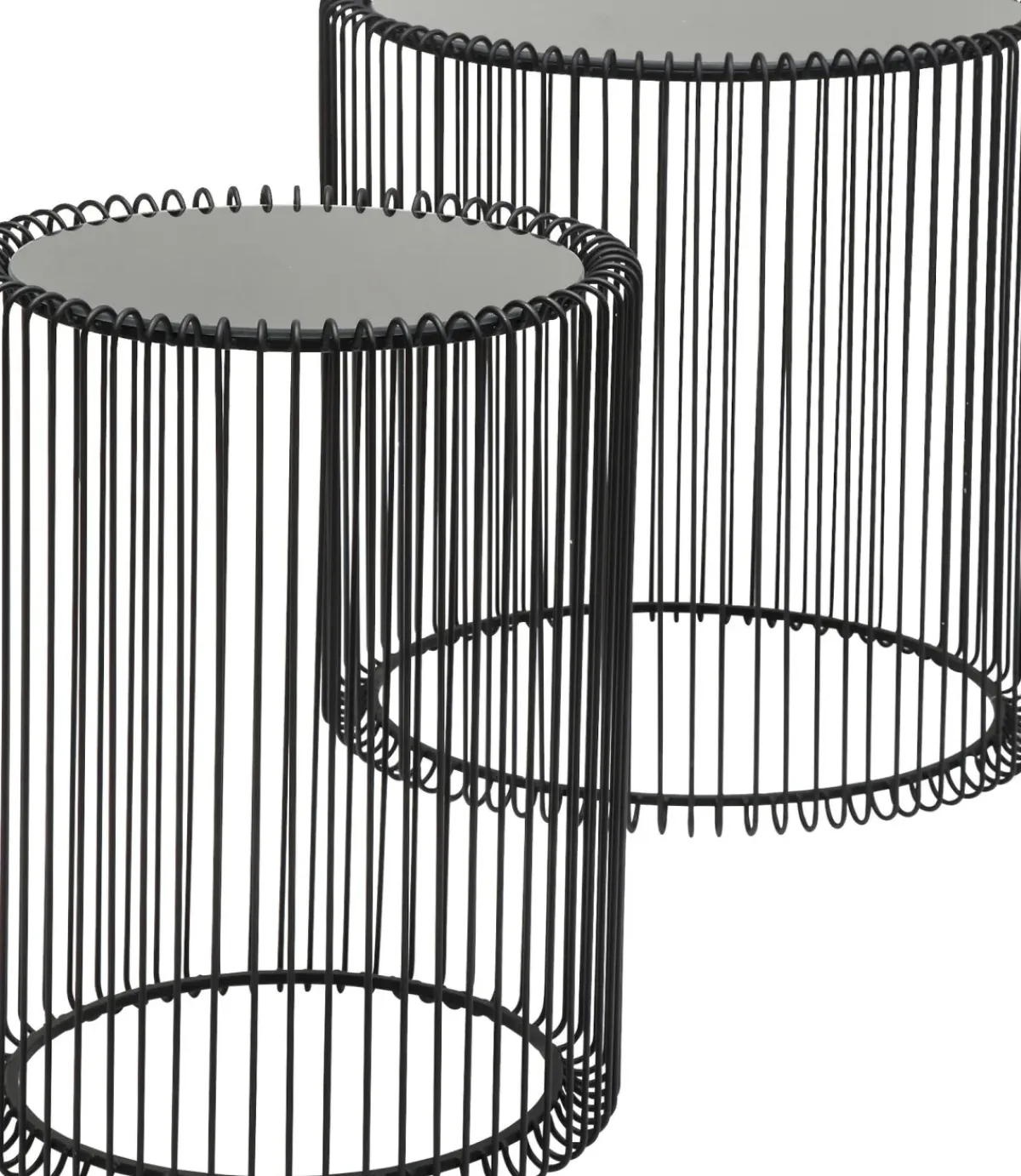 KARE24.se Soffbord Wire Rund - Set med 2 Svarta Sidobord/Svart Glas, Ø44/32,5cm - KARE Design Best