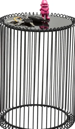KARE24.se Soffbord Wire Rund - Set med 2 Svarta Sidobord/Svart Glas, Ø44/32,5cm - KARE Design Best
