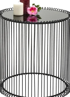KARE24.se Soffbord Wire Rund - Set med 2 Svarta Sidobord/Svart Glas, Ø44/32,5cm - KARE Design Best