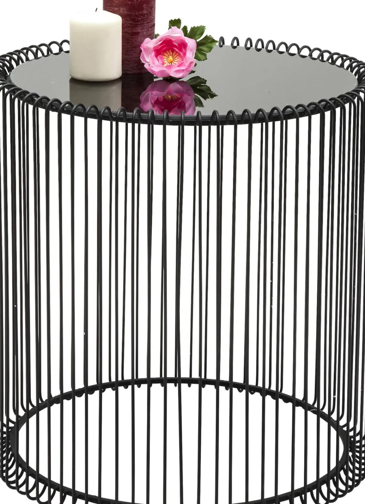 KARE24.se Soffbord Wire Rund - Set med 2 Svarta Sidobord/Svart Glas, Ø44/32,5cm - KARE Design Best