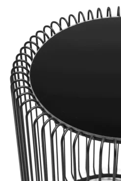 KARE24.se Soffbord Wire Rund - Set med 2 Svarta Sidobord/Svart Glas, Ø44/32,5cm - KARE Design Best