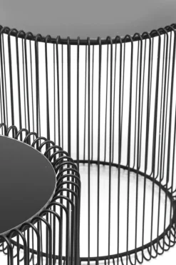 KARE24.se Soffbord Wire Rund - Set med 2 Svarta Sidobord/Svart Glas, Ø44/32,5cm - KARE Design Best