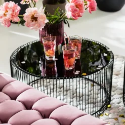 KARE24.se Soffbord Wire Rund - Set med 2 Svarta Bord/Svart Glas, Ø69/60cm - KARE Design Sale