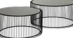 KARE24.se Soffbord Wire Rund - Set med 2 Svarta Bord/Svart Glas, Ø69/60cm - KARE Design Sale